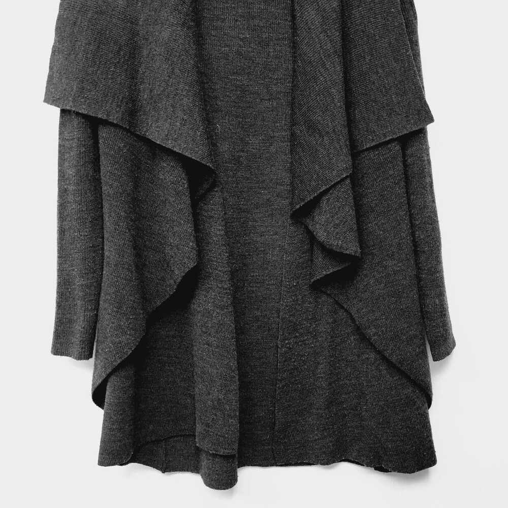 Teory Wool Black Size P/TP Ruffle Open Cardigan Sweater Coat - Picture 4 of 10